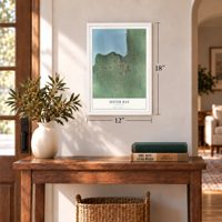 Sister Bay, Wisconsin map, 12 x 18 inch print in a white frame in an entryway