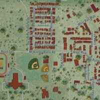 Second close-up of the map of Sisters, Oregon print showing more streets and buildings