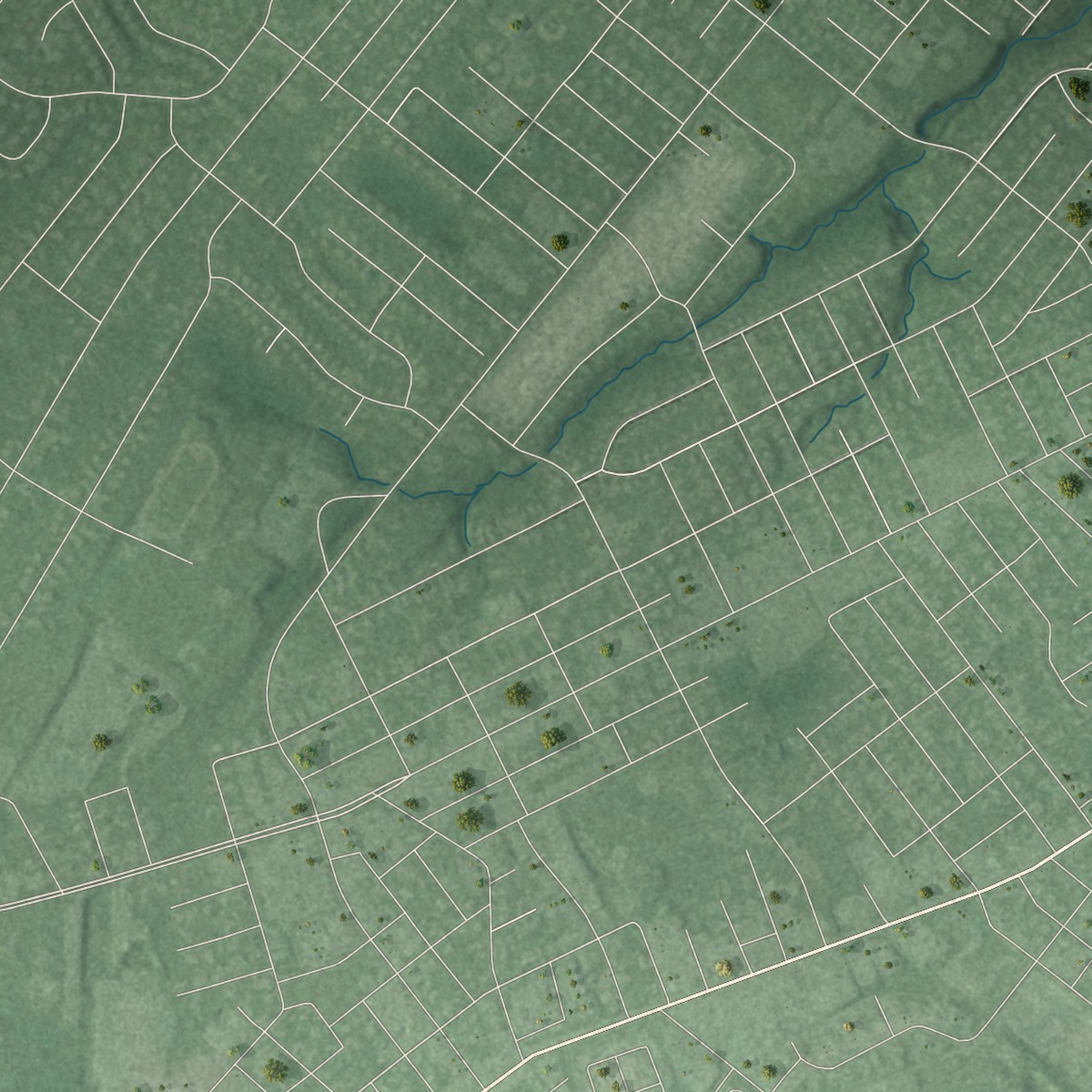 Second close-up of the map of Six Mile Run, New Jersey print showing more streets and buildings