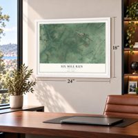 Six Mile Run, New Jersey map, 18 x 24 inch print in a white frame in a home office