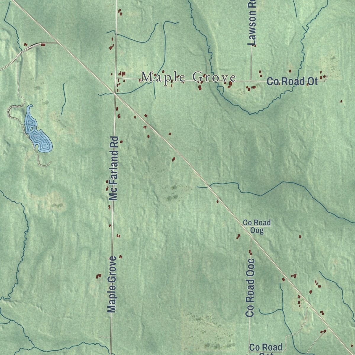 Second close-up of the map of Skandia, Michigan print showing more streets and buildings