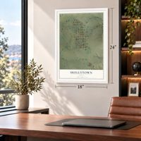 Skellytown, Texas map, 18 x 24 inch print in a white frame in a home office
