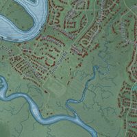 Second close-up of the map of Skidaway Island, Georgia print showing more streets and buildings