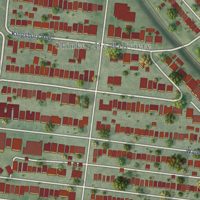 Second close-up of the map of Skinker DeBaliviere, Missouri print showing more streets and buildings