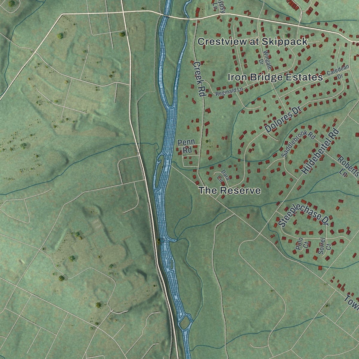 Second close-up of the map of Skippack, Pennsylvania print showing more streets and buildings