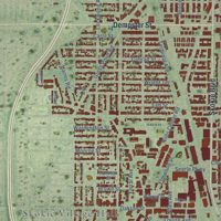 Second close-up of the map of Skokie, Illinois print showing more streets and buildings