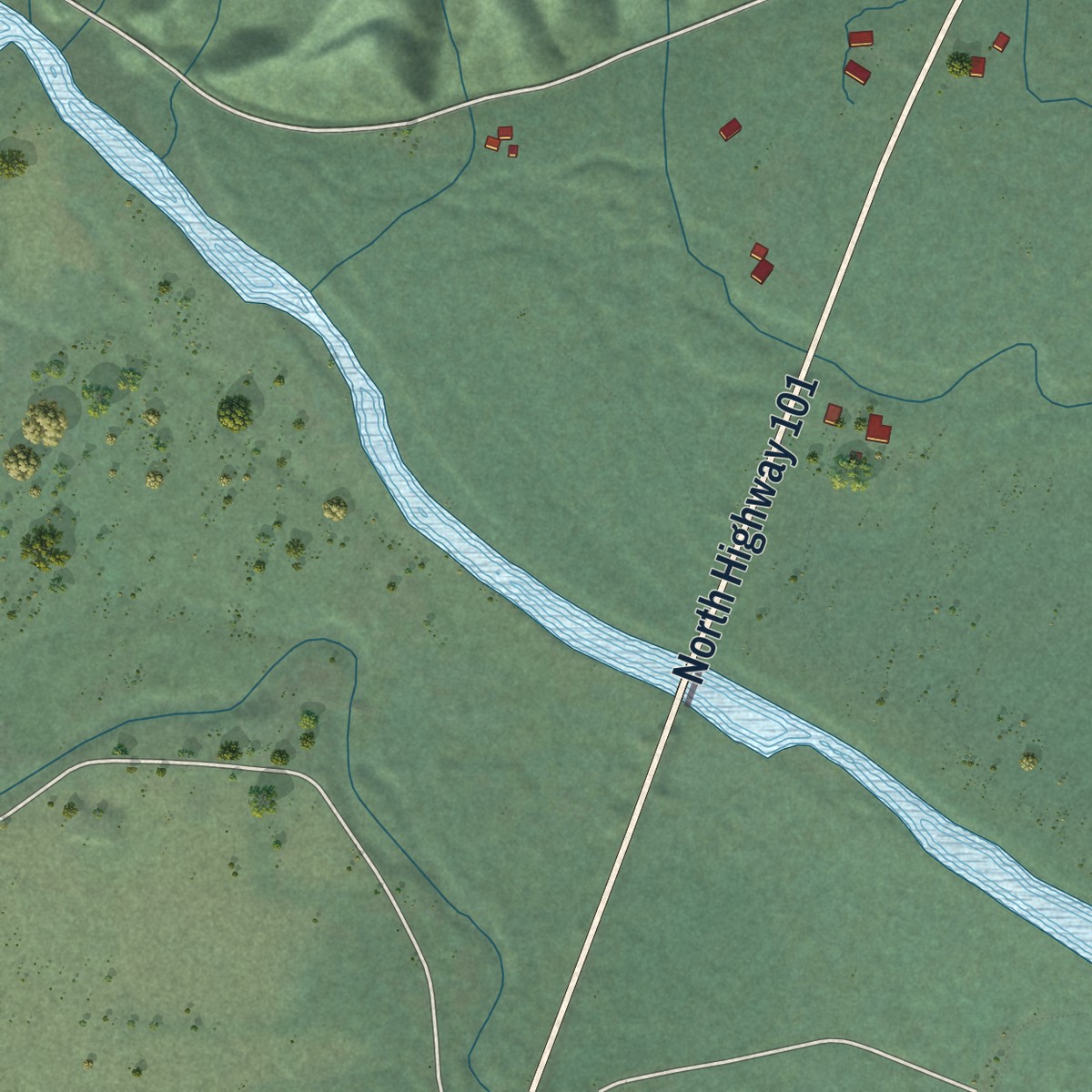 Second close-up of the map of Skokomish, Washington print showing more streets and buildings
