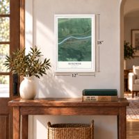 Skykomish, Washington map, 12 x 18 inch print in a white frame in an entryway