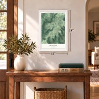 Skyline, Alabama map, 12 x 18 inch print in a white frame in an entryway