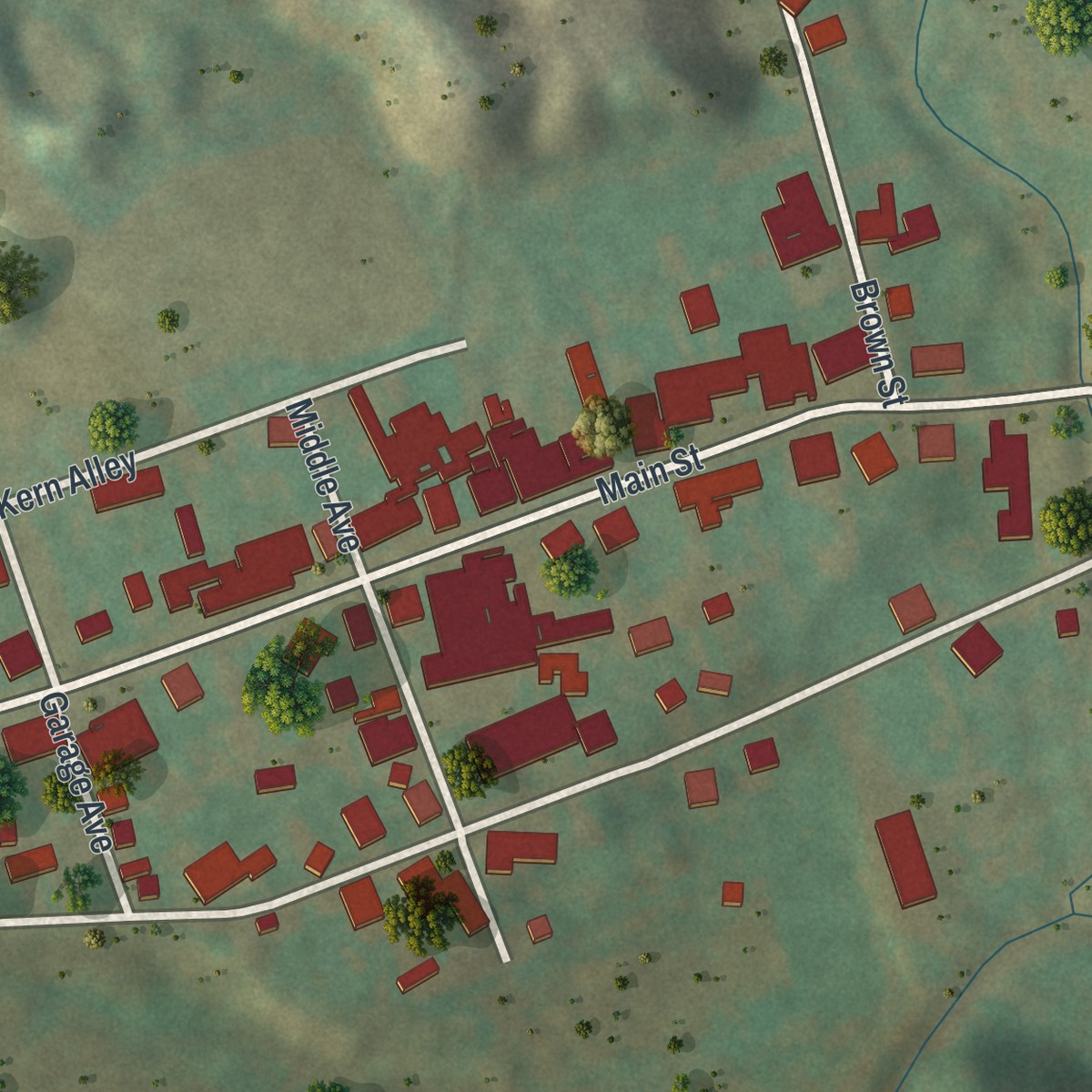 Second close-up of the map of Slatedale, Pennsylvania print showing more streets and buildings