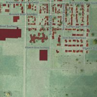 Second close-up of the map of Sleepy Eye, Minnesota print showing more streets and buildings