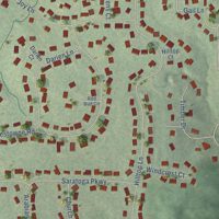 Second close-up of the map of Sleepy Hollow, Illinois print showing more streets and buildings