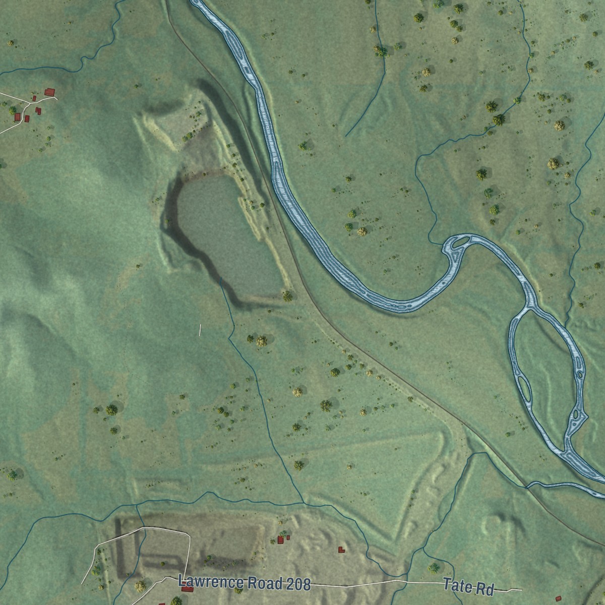 Second close-up of the map of Sloan, Arkansas print showing more streets and buildings