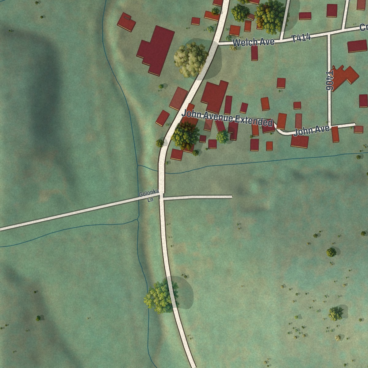 Second close-up of the map of Slovan, Pennsylvania print showing more streets and buildings