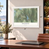 Smallwood, New York map, 18 x 24 inch print in a white frame in a home office