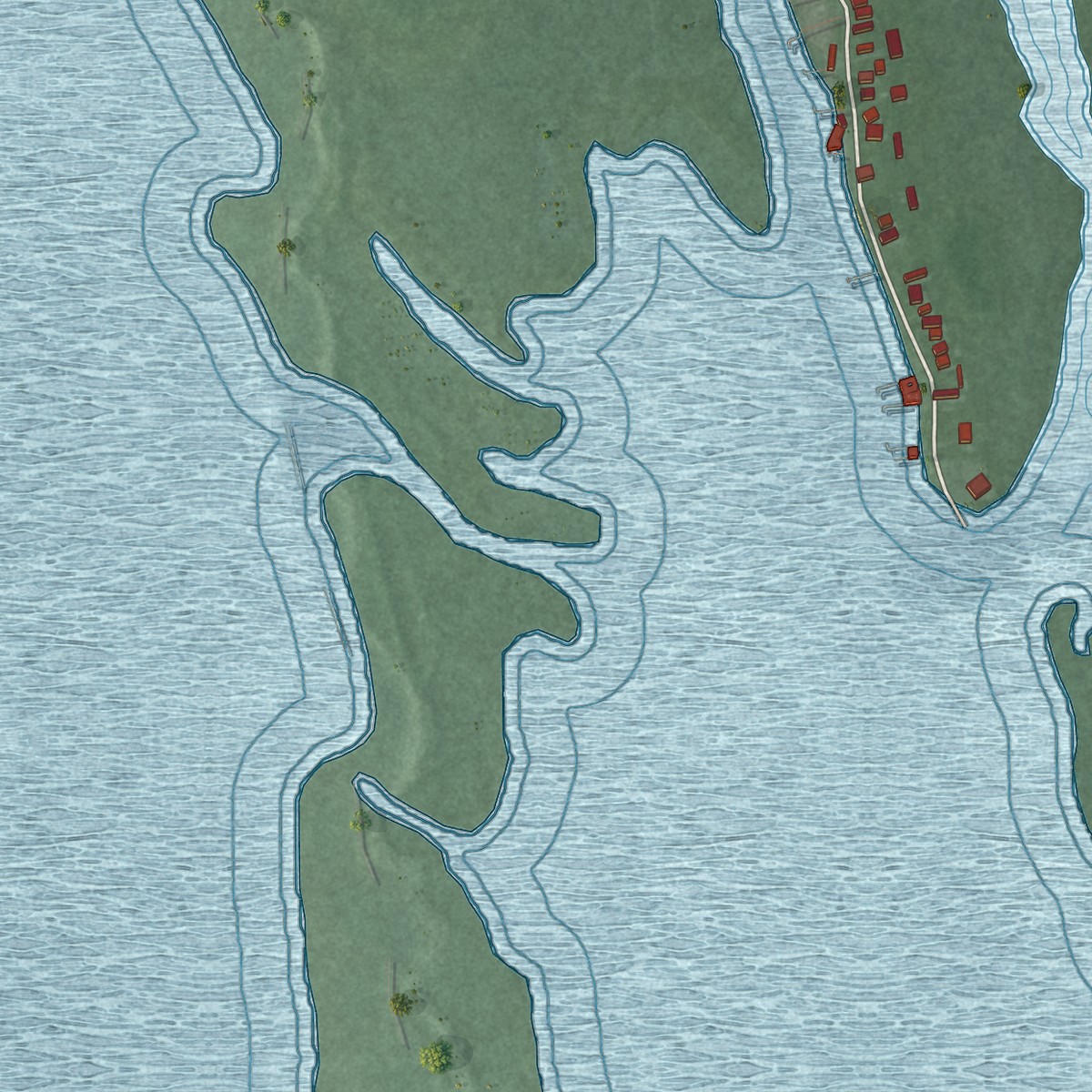 Second close-up of the map of Smith Island, Maryland print showing more streets and buildings
