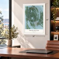Smith Island, Maryland map, 18 x 24 inch print in a white frame in a home office
