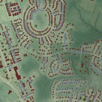 Second close-up of the map of Smithfield, Virginia print showing more streets and buildings