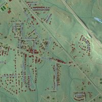 Second close-up of the map of Smiths Station, Alabama print showing more streets and buildings