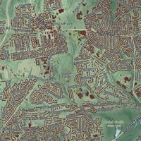 Second close-up of the map of Smithtown, New York print showing more streets and buildings