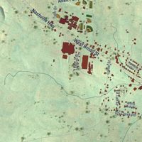 Second close-up of the map of Smithville, Tennessee print showing more streets and buildings