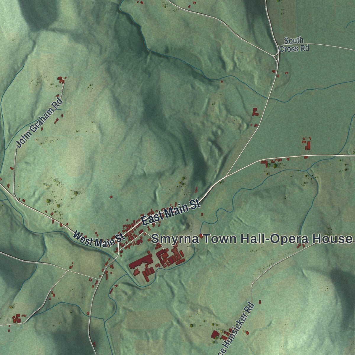 Second close-up of the map of Smyrna, New York print showing more streets and buildings