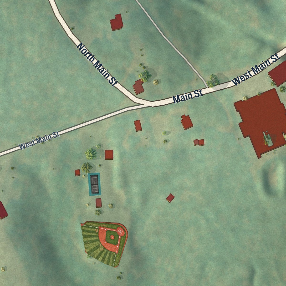 Second close-up of the map of Smyrna, South Carolina print showing more streets and buildings
