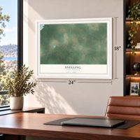 Snelling, South Carolina map, 18 x 24 inch print in a white frame in a home office