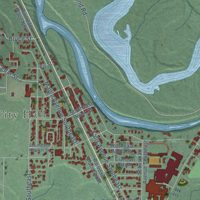 Second close-up of the map of Snoqualmie, Washington print showing more streets and buildings