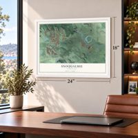 Snoqualmie, Washington map, 18 x 24 inch print in a white frame in a home office