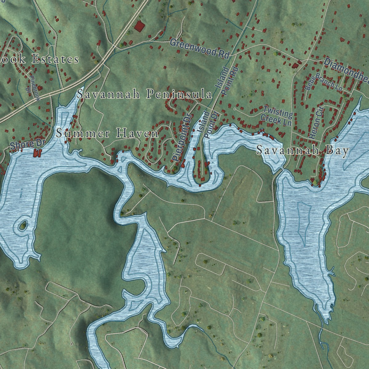 Second close-up of the map of Snow Hill, Tennessee print showing more streets and buildings