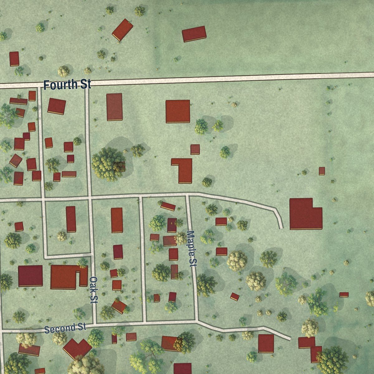 Second close-up of the map of Snyder, Nebraska print showing more streets and buildings
