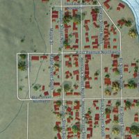 Second close-up of the map of Soap Lake, Washington print showing more streets and buildings
