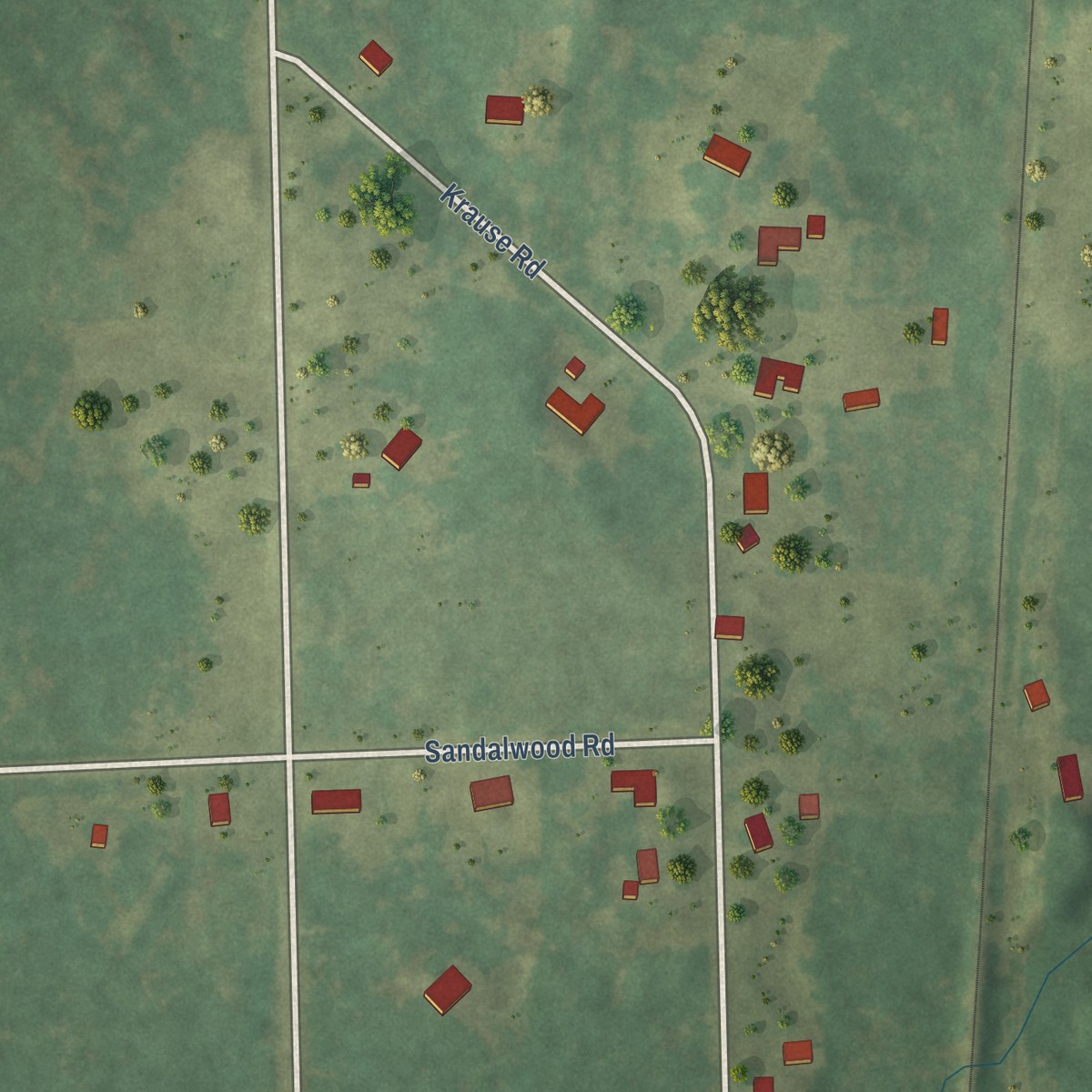 Second close-up of the map of Sobieski, Wisconsin print showing more streets and buildings
