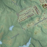 Second close-up of the map of Social Circle, Georgia print showing more streets and buildings