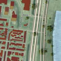 Second close-up of the map of Society Hill, Pennsylvania print showing more streets and buildings