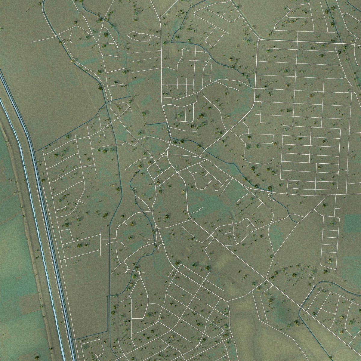 Second close-up of the map of Socorro, Texas print showing more streets and buildings