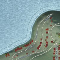 Second close-up of the map of Soda Bay, California print showing more streets and buildings
