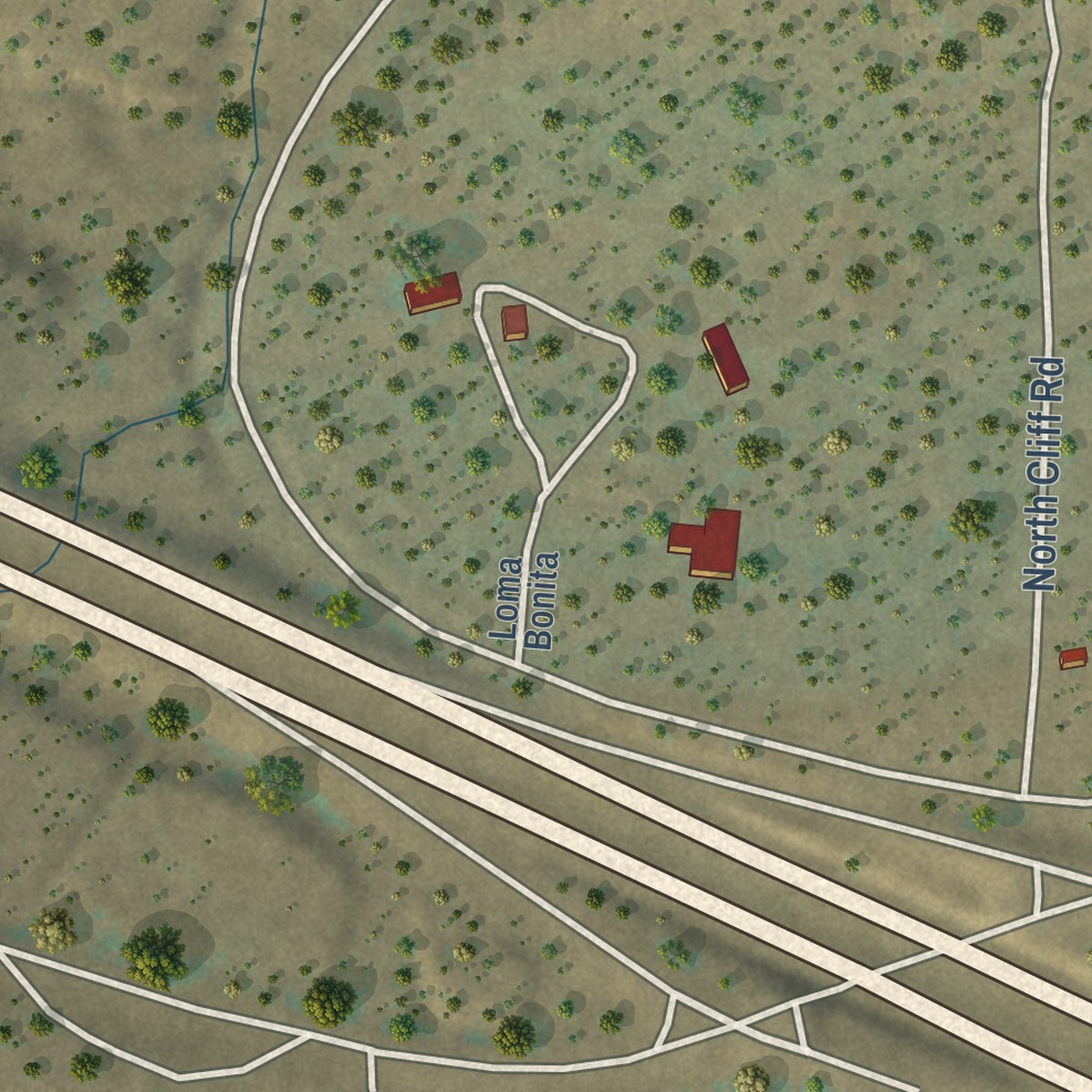 Second close-up of the map of Soham, New Mexico print showing more streets and buildings