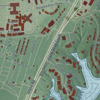 Second close-up of the map of Solomons, Maryland print showing more streets and buildings