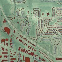 Second close-up of the map of Solon, Ohio print showing more streets and buildings