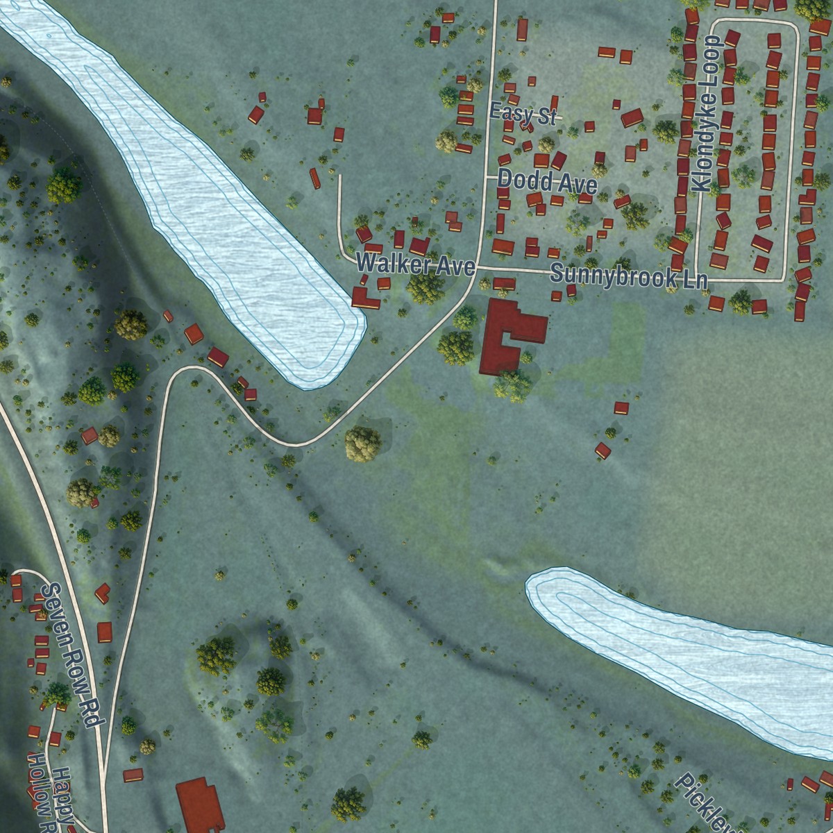 Second close-up of the map of Somers, Montana print showing more streets and buildings