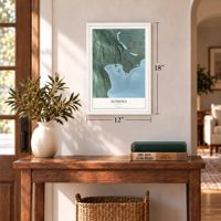Somers, Montana map, 12 x 18 inch print in a white frame in an entryway