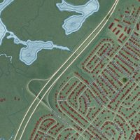 Second close-up of the map of Somers Point, New Jersey print showing more streets and buildings