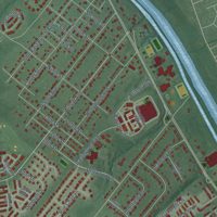 Second close-up of the map of Somerset, New Jersey print showing more streets and buildings