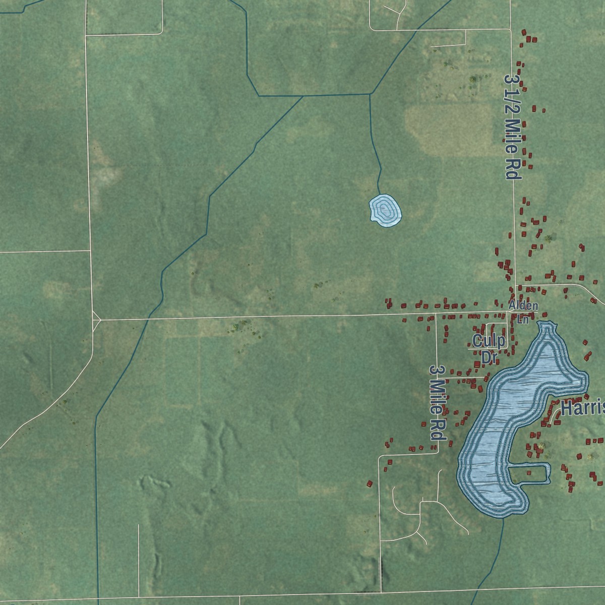 Second close-up of the map of Sonoma, Michigan print showing more streets and buildings