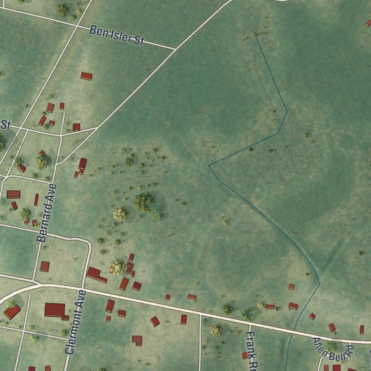 Second close-up of the map of Sopchoppy, Florida print showing more streets and buildings