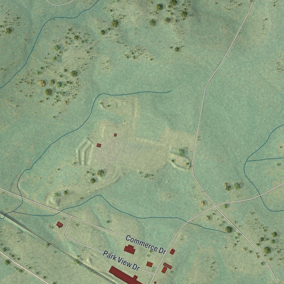 Second close-up of the map of Soperton, Georgia print showing more streets and buildings