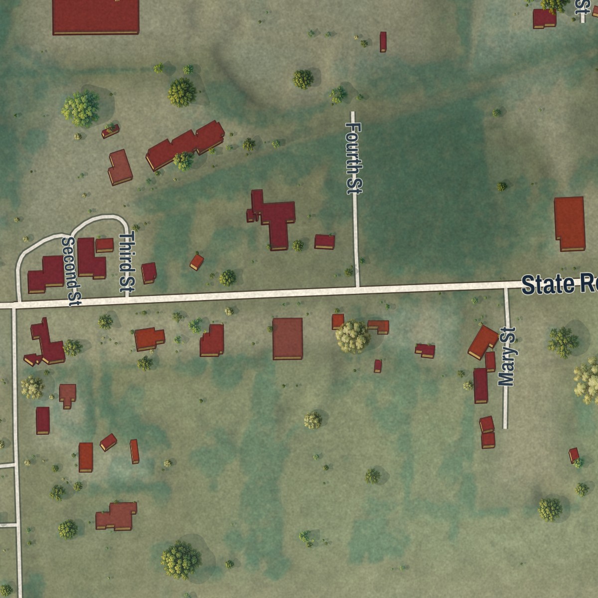 Second close-up of the map of Sorrento, Florida print showing more streets and buildings