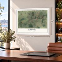 Sorrento, Florida map, 18 x 24 inch print in a white frame in a home office